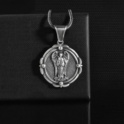 Collana Arcangelo Raffaello Argento Sterling Ciondolo Inciso Regalo... - Immagine 1 di 4