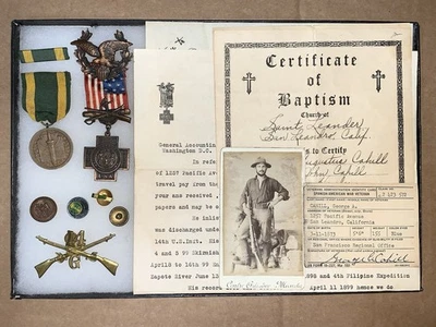 Medalha da Insurreição Span-Am/Philipine, insígnia e agrupamento de fotos nomeado 14º INF - Imagem 1 de 4