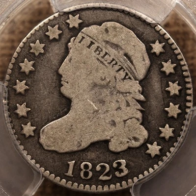 1823/2 JR-3 большой E's крышка бюст десятицентовик, PCGS G6, приятный DavidKahnRareCoins - Изображение 1 из 4