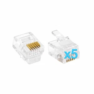 5 X Fiche de Rechange Câble Adaptateur RJ-12 RJ12 Prise 6 Broches Pôles - Photo 1/3