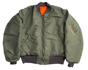 Buzz Rickson's MA-1 Flight Jacket D-Type Reversible Sage Green Orange Liner M - Picture 1 of 18