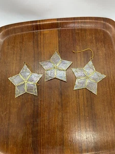 Lot of 3 Capiz Shell Gold-Trim Star Ornaments – 9 cm – Balikbayan Handicrafts - Bild 1 von 7