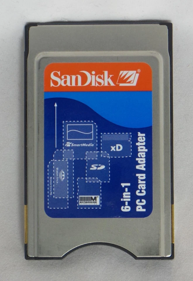 Sandisk 6 in 1 PCMCIA PC Karten Adapter SD SDHC XD M/H, SM, MMC, MS (SDAD-67-A10) - Bild 1 von 1