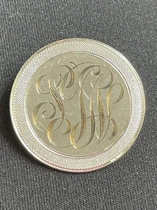 Vintage Lamode Sterlingsilber monogrammiert runde Brosche Anstecknadel - Bild 1 von 8