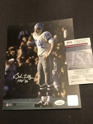 JSA BOB LILLY AUTOGRAPHED DALLAS COWBOYS 8x10 PHOTO INSCRIBED “HOF ‘80” 857 - Image 1 of 3