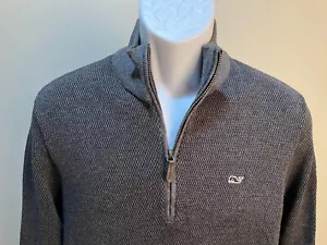 Vineyard Vines Men's gray Wool Blend 1/2 zip long sleeve pullover Sweater M EUC - Picture 1 of 6