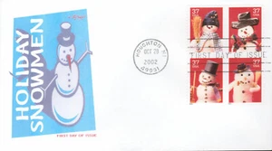 2002 FDC - Scott# 3676-79 - Holiday Snowmen - Artmaster Cachet - Bild 1 von 1