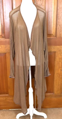 CYNTHIA ASHBY Marrón Claro Tejido Gofre Plumero/Cárdigan Abierto. Talla única para la mayoría. Foto 1 de 4