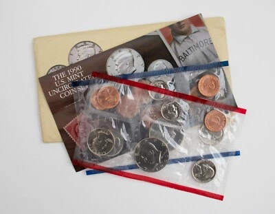 1990 US Mint Set 10 Coin Uncirculated Collectible Philadelphia & Denver W/ OGP - Image 1 of 4