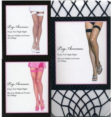 Medias altas cerca red muslo negro blanco rosa banda top mujer Reg Leg Avenue 9014 Foto 1 de 4