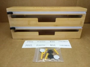 Foil, Wax Paper, Plastic Wrap Organizer with Slide Cutter, Wall Mount, Wood - Picture 1 of 2