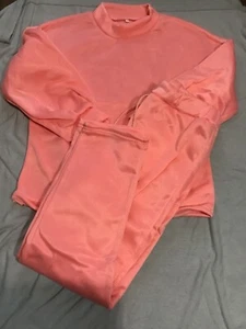Girls XL pink coral sweatshirt and sweatpants soft loungewear - Picture 1 of 7