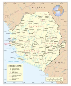 Sierra Leone Political Administrative Province Road Rail City Country Map Poster - Bild 1 von 1