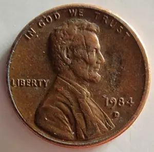 Penny-1984 D Lincoln Cent Error line in the head - Picture 1 of 4