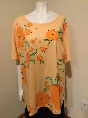 Женщин все американский комфорт совок шеи крышка рукава оранжевый 100% хлопок верхний размер 3 X - Изображение 1 из 4