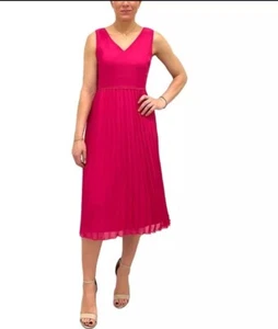 Sam Edelman Damen Midi ärmellos Plissee Midikleid 12 - Bild 1 von 6