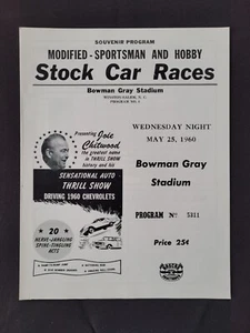 1960 NASCAR Bowman Gray Stadium Program, Modified-Sportsman/Joie Chitwood Thrill - Picture 1 of 5