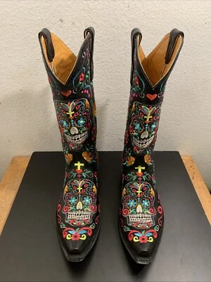 Bota Old Gringo KLAK 1300 1 Calavera Bordada Mujer Talla 8 B Excelente Foto 1 de 4