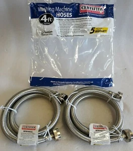 Stainless Steel Washing Machine Hoses 4Ft-2Pk WM48SS Certified Appliance (1D) - Picture 1 of 6