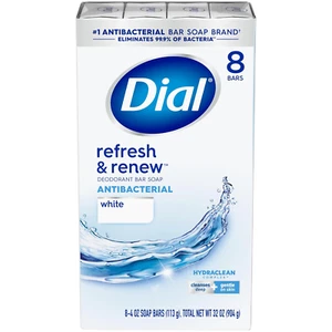 Antibacterial Bar Soap, Refresh & Renew, White, 4 Oz, 8 Bars - Picture 1 of 12
