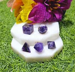 Purple Amethyst Quartz Platonic Solids Set 5 Pcs Sacred Geometry - Picture 1 of 7