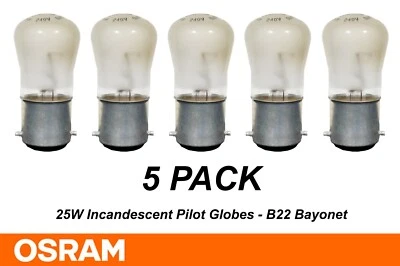 5 x 25W Pearl Pilot Light Globes Bulbs Lamps B22 Bayonet BC Osram Pygmy - Image 1 of 3