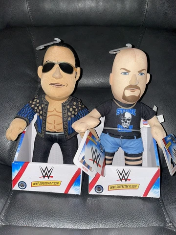 New Bleacher Creature WWE Superstar The Rock Dwayne & Stone Cold Steve 10" Plush Cover