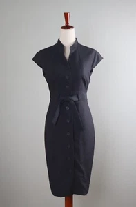 CALVIN KLEIN NWT $134 Solid Gray Stand Collar Belted Dress Size 10 Petite - Picture 1 of 6