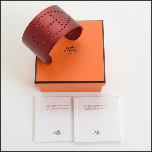 HERMÈS RDC14288 Autentico Bracciale HERMES Alluminio Rosso Tramonto Evelyne