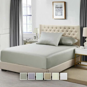 Split Top King 100% Tencel Lyocell Fitted Sheet Only 600 Thread Count Silky Soft - Picture 1 of 9