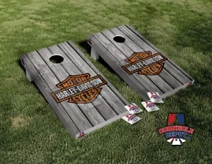 Motorcycles Gray Cornhole Board Vinyl Wrap Skins Laminated Sticker Set Decal - Picture 1 of 5