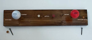 Golf Ball His and Hers Wood Coat Rack /key holder - Picture 1 of 4