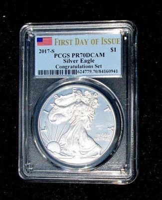 2017-S  "First "S" Mint Congratulations Set" SILVER EAGLE PR70 DCAM...FDOI PCGS! - Image 1 of 4