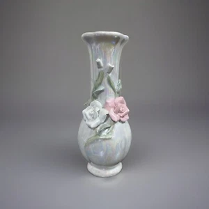 Shiny Fancy Vase With Flowers, No Chips - Picture 1 of 2