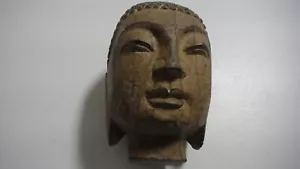 ANTIQUE Ancient Hand CARVED STONE BUDDHA HEAD highly detailed natural material!! - Picture 1 of 5