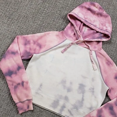 Sudadera corta con capucha raglán tie dye reciclada pequeña para mujer Foto 1 de 4
