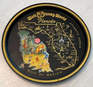 Vintage, WALT DISNEY WORLD, FLORIDA, Souvenir Tin Tray (10-3/4 Inches Dia.) - Picture 1 of 1