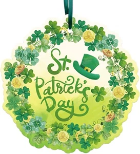 St. Patrick's Day Door Sign Hanging Decorations Shamrock Wreath Welcome Home - Picture 1 of 7