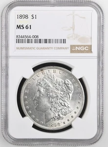1898 Morgan Dollar NGC Certified MS61 - Picture 1 of 2