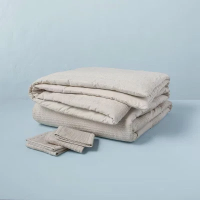 3pc Slub Center Stripe Comforter Set - Hearth & Hand with Magnolia - Image 1 of 4