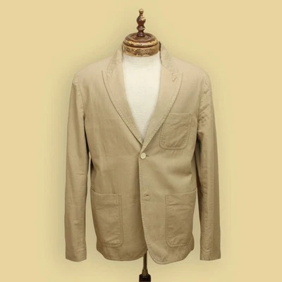 Alex Mill Khaki Cotton Linen Single Vent Unstructured Sport Coat Blazer M - Image 1 of 4