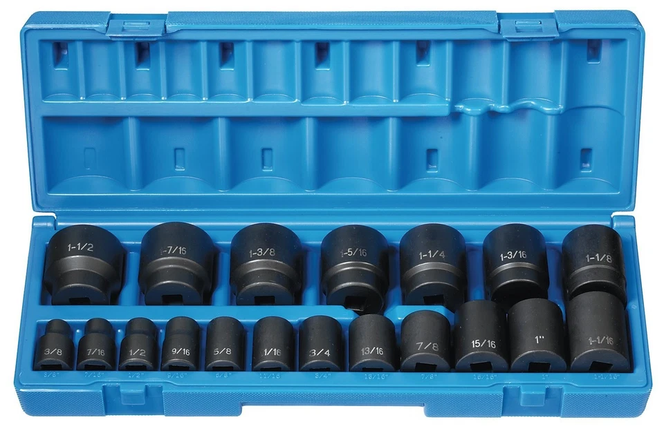 (1719) 1/2" Drive 19-Piece 12-Point Standard Length Fractional Socket Set - Image 1 of 1