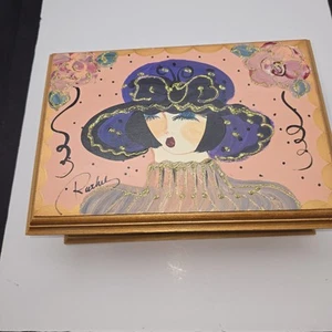 Vintage Art Deco Hand Painted Signed Wooden Jewelry/Trinket Box 11 x 4 x 7.25 - Picture 1 of 10