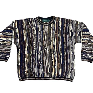 Vintage 90s Tundra Sweater Textured 3D Coogi Style Hip Hop Canada Mens XL - Picture 1 of 9