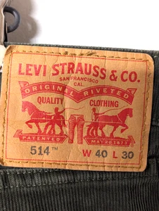 Herren Levi's 514 40x30 5 Taschen gerades Bein grün Cord - Bild 1 von 14