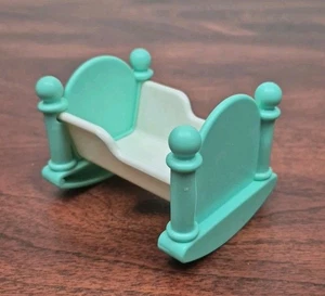 Little Tikes Dollhouse Size Rocking Baby Cradle Grand Mansion Furniture Teal  - Picture 1 of 7
