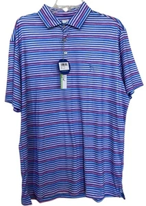 TailorByrd Polo Shirt Size XL Polo Blue Purple Pink Striped Stretch - Picture 1 of 5