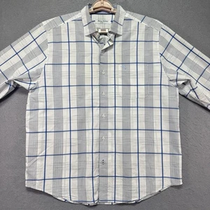 Camisa Tommy Bahama Adulto Grande Azul Blanco A Cuadros Isla Zona Pima Algodón Informal - Imagen 1 de 13