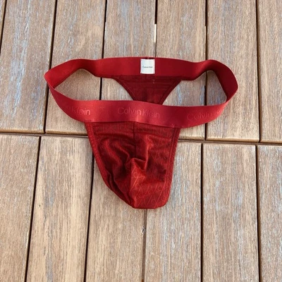 Calvin Klein CK men Red monogram Lace thong underwear size S M - Image 1 of 4