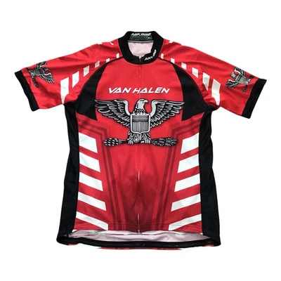 Camiseta de ciclismo Jakroo Van Halen zíper completo e bolso com zíper traseiro tamanho XLarge - Imagem 1 de 4